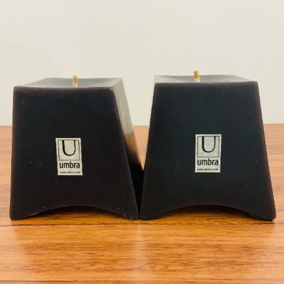 Umbra Purple/Eggplant Large Block Candles ~ Set of 2 - Picture 3 of 9